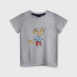 Детская футболка Рождественский олень с санями