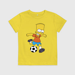 Детская футболка Барт Симпсон бьёт по футбольному мячу