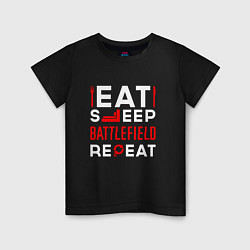 Детская футболка Надпись eat sleep Battlefield repeat