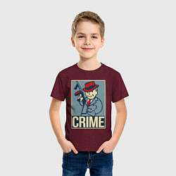 Футболка хлопковая детская Vault crime boy, цвет: меланж-бордовый — фото 2