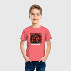Футболка хлопковая детская Арт Крипы, цвет: коралловый — фото 2