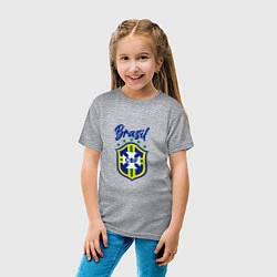 Футболка хлопковая детская Brasil Football, цвет: меланж — фото 2