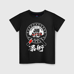 Футболка хлопковая детская Brazilian splashes Jiu jitsu logo, цвет: черный