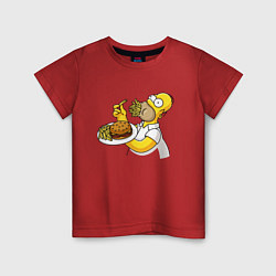 Детская футболка Гомер Симпсон набил рот картофелем фри