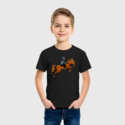 Футболка хлопковая детская Наездник на лошади, цвет: черный — фото 2