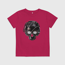 Футболка хлопковая детская Металлический авангардный череп, цвет: маджента
