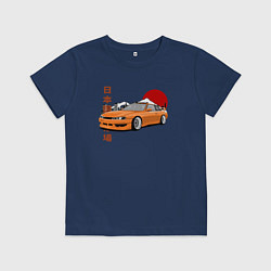 Футболка хлопковая детская Silvia s14 JDM Retro Car, цвет: тёмно-синий