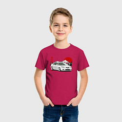 Футболка хлопковая детская Mazda 3 bk JDM Retro, цвет: маджента — фото 2