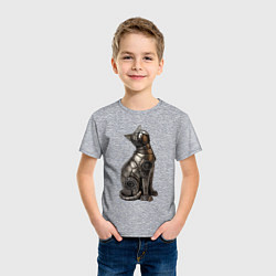 Футболка хлопковая детская Металлическая статуэтка кошки, цвет: меланж — фото 2