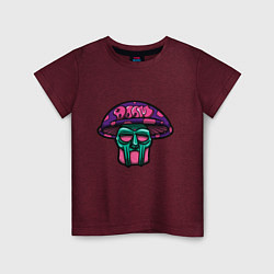 Футболка хлопковая детская MF Doom Mushroom, цвет: меланж-бордовый