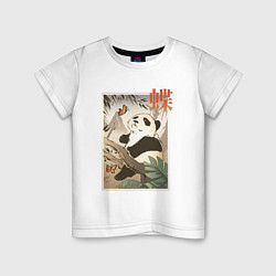 Детская футболка Панда и бабочка - Японская гравюра Укиё Э