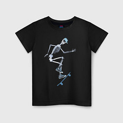 Детская футболка Скелет на скейтборде - рентген