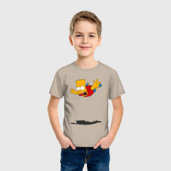 Футболка хлопковая детская Барт Симпсон - падение, цвет: миндальный — фото 2