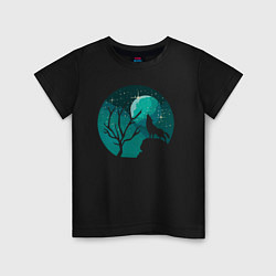 Детская футболка Луна волк и лес