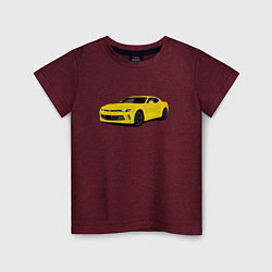 Футболка хлопковая детская Chevrolet Camaro American Car, цвет: меланж-бордовый
