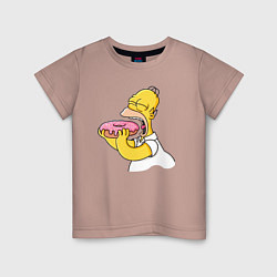 Детская футболка Гомер Симпсон нацелился на пончик