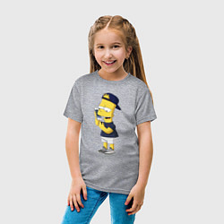 Футболка хлопковая детская Барт Симпсон болтает по мобильнику, цвет: меланж — фото 2