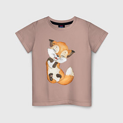 Детская футболка Довольная радостная лисичка