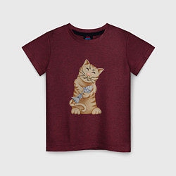 Детская футболка Кот с рыбой в лапках