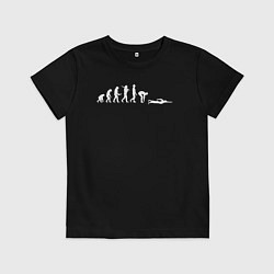 Футболка хлопковая детская Эволюция в пловца, цвет: черный