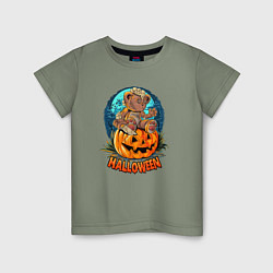 Детская футболка Halloween - Мишка на тыкве
