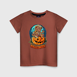 Детская футболка Halloween - Мишка на тыкве