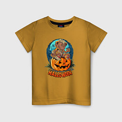 Детская футболка Halloween - Мишка на тыкве