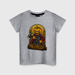Детская футболка Хэллоуин тыква с топором