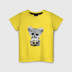 Футболка хлопковая детская Футбол - Снежный Леопард, цвет: желтый