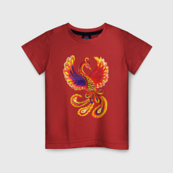 Детская футболка Жар-птица рисунок гуашью