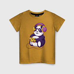 Детская футболка Панда в наушниках с геймпадом