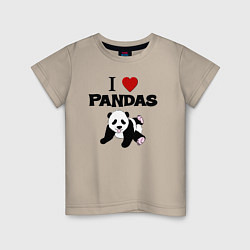 Детская футболка I love Panda - люблю панд