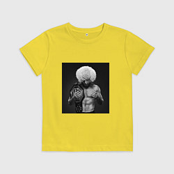 Футболка хлопковая детская Хабиб Нурмагомедов чемпион, цвет: желтый