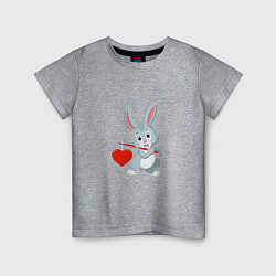 Футболка хлопковая детская Влюблённый кролик, цвет: меланж