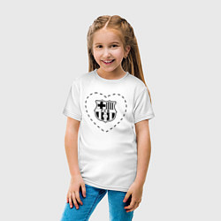 Футболка хлопковая детская Лого Barcelona в сердечке, цвет: белый — фото 2