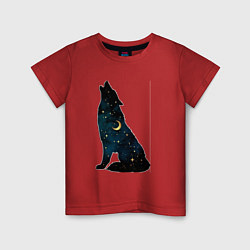 Детская футболка Wolf howling at night