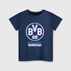 Футболка хлопковая детская Borussia FC в стиле glitch, цвет: тёмно-синий
