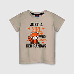 Детская футболка Просто девочка которая любит красных панд