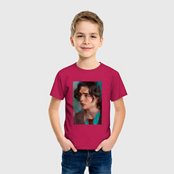 Футболка хлопковая детская Timothee Chalamet fan art, цвет: маджента — фото 2