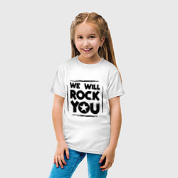 Футболка хлопковая детская We rock you, цвет: белый — фото 2