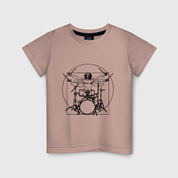 Детская футболка Vitruvian drummer