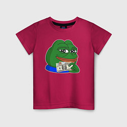 Детская футболка Лягушонок Пепе держит деньги