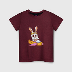 Футболка хлопковая детская Кролик Пилот, цвет: меланж-бордовый