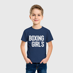 Футболка хлопковая детская Boxing girls, цвет: тёмно-синий — фото 2