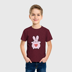 Футболка хлопковая детская Heart Rabbit, цвет: меланж-бордовый — фото 2