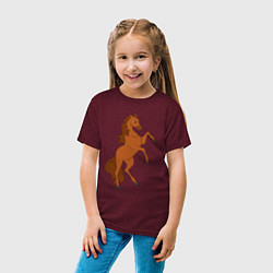 Футболка хлопковая детская Лошадка на задних ногах, цвет: меланж-бордовый — фото 2