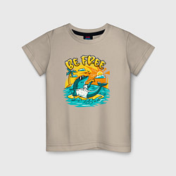 Детская футболка Акула серфингист будь свободным
