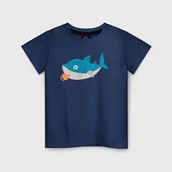 Футболка хлопковая детская Маленькая милая акула, цвет: тёмно-синий