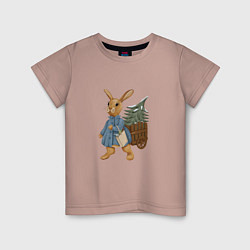 Детская футболка Кролик готовится к Новому Году 2023