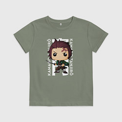 Футболка хлопковая детская Фанки поп Танджиро, цвет: авокадо